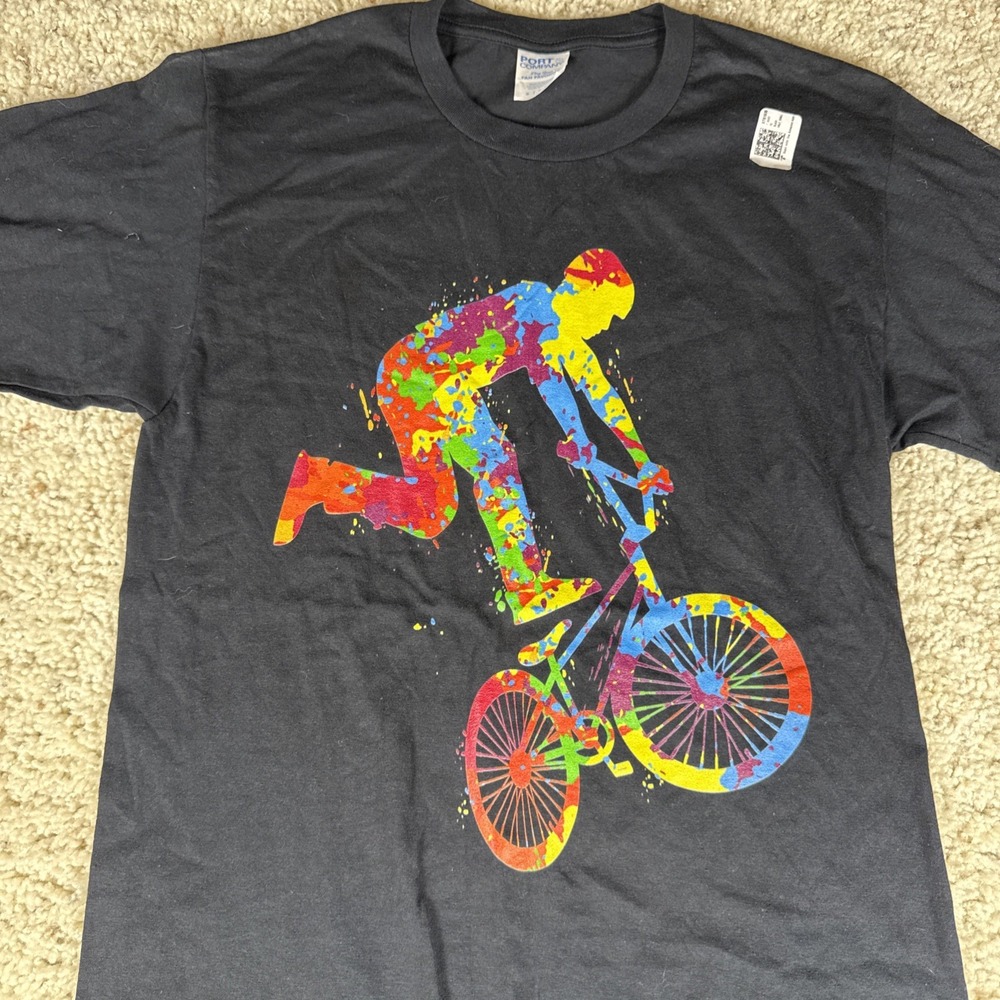 BMX Freestyle Multi-Color Graphic‎ Men's Black T-shirt Size Small